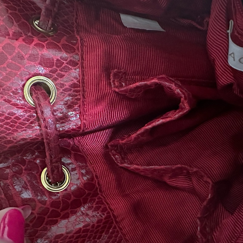 Cache Red Bucket Bag Purse - image 6